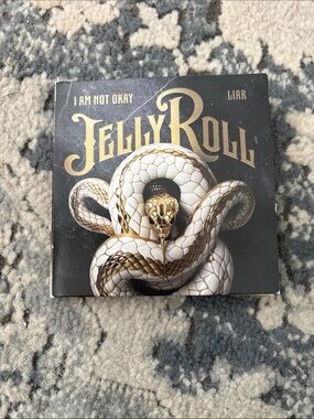 'Jellyroll tiny vinyl I Am Not Okay / Liar' Artwork Print - White & Gold Snake